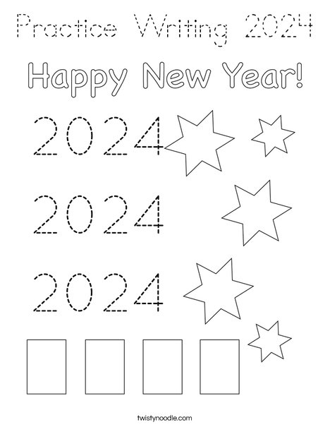 Practice Writing 2024 Coloring Page