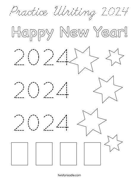 Practice Writing 2024 Coloring Page