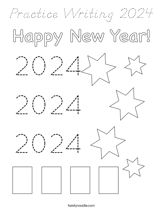 Practice Writing 2024 Coloring Page