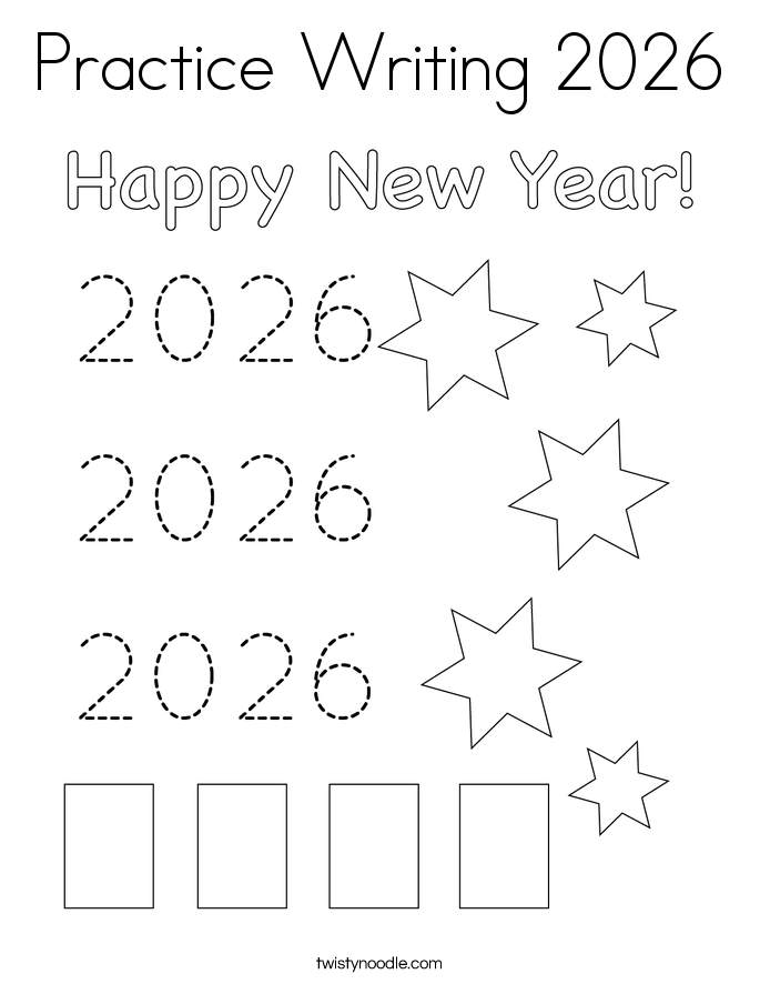 Practice Writing 2026 Coloring Page