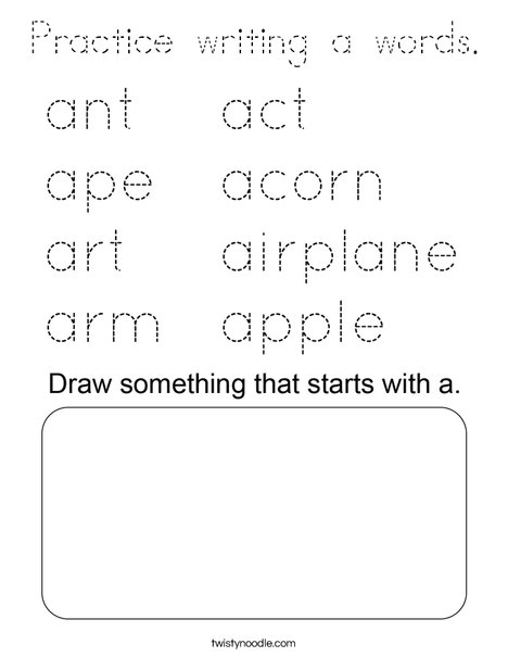 Practice writing a words. Coloring Page