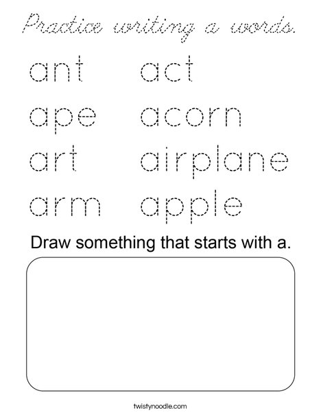 Practice writing a words. Coloring Page