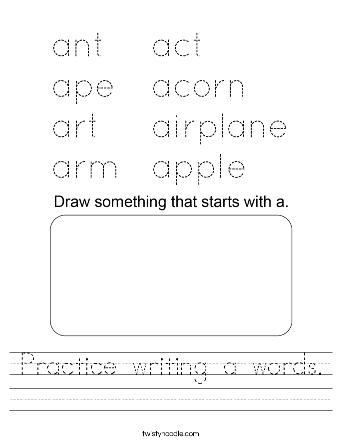 Practice writing a words. Worksheet