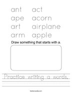 Practice writing a words Handwriting Sheet