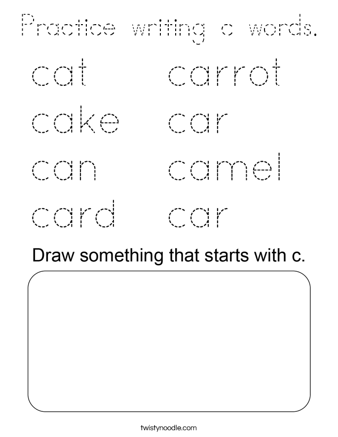 Practice writing c words. Coloring Page