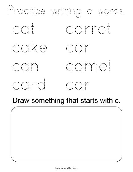 Practice writing c words. Coloring Page