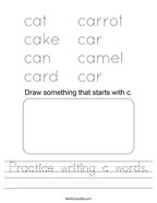 Practice writing c words Handwriting Sheet