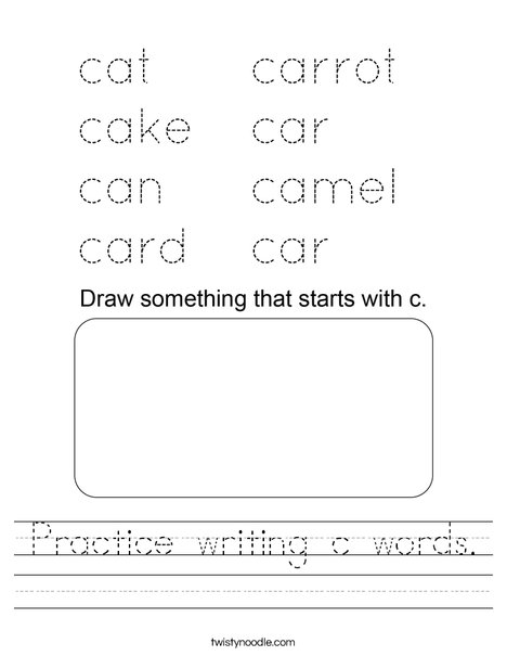Practice writing c words. Worksheet