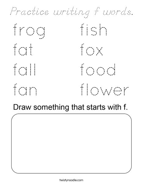 Practice writing f words. Coloring Page