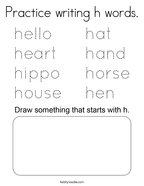 Practice writing h words Coloring Page