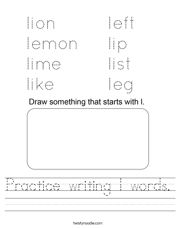 Practice writing l words. Worksheet