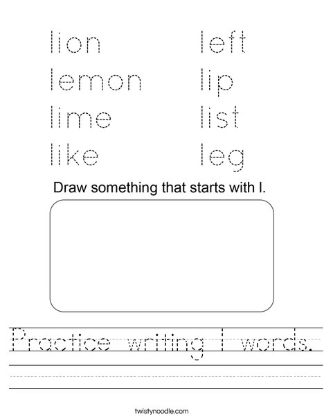 Practice writing l words. Worksheet
