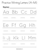 Practice Writing Letters (A-M) Coloring Page