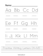 Practice Writing Letters (A-M) Handwriting Sheet