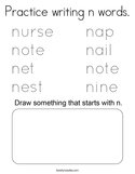 Practice writing n words Coloring Page
