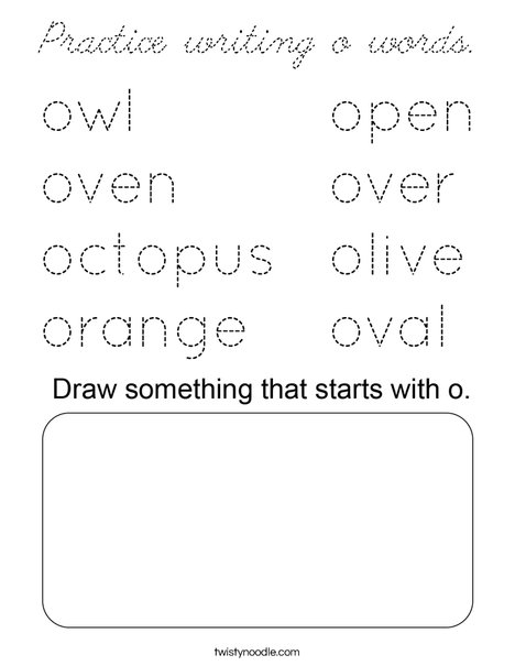 Practice writing o words. Coloring Page