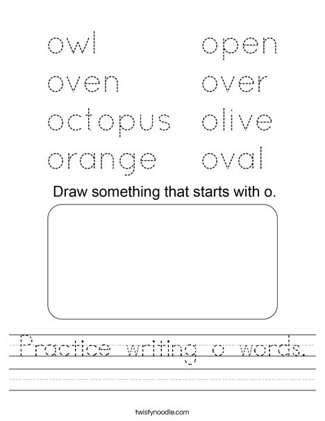 Practice writing o words. Worksheet