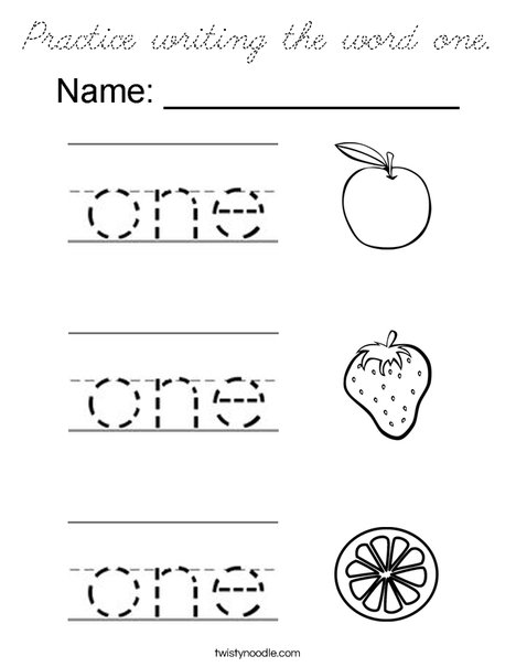 Practice writing one. Coloring Page