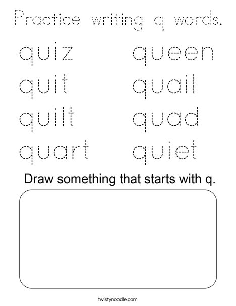 Practice writing q words. Coloring Page