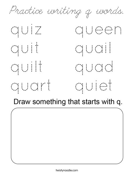 Practice writing q words. Coloring Page