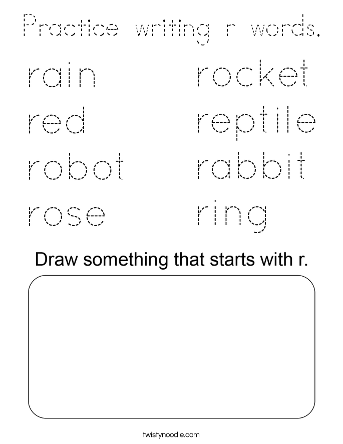 Practice writing r words. Coloring Page