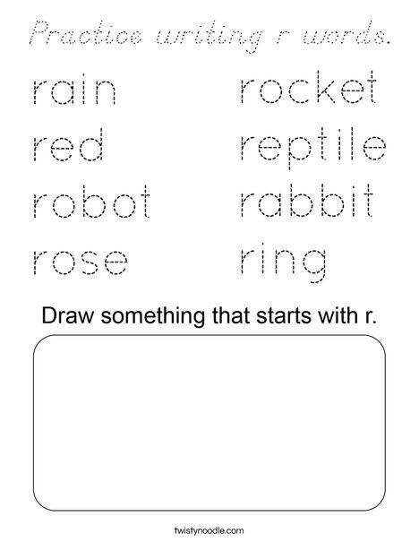 Practice writing r words. Coloring Page