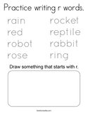 Practice writing r words Coloring Page