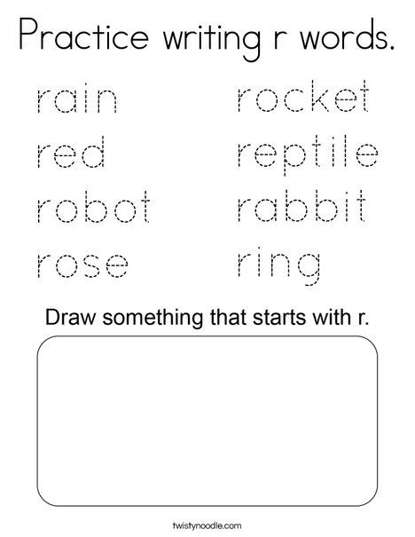 Practice writing r words. Coloring Page