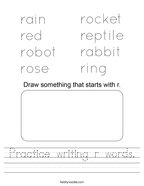Practice writing r words Handwriting Sheet
