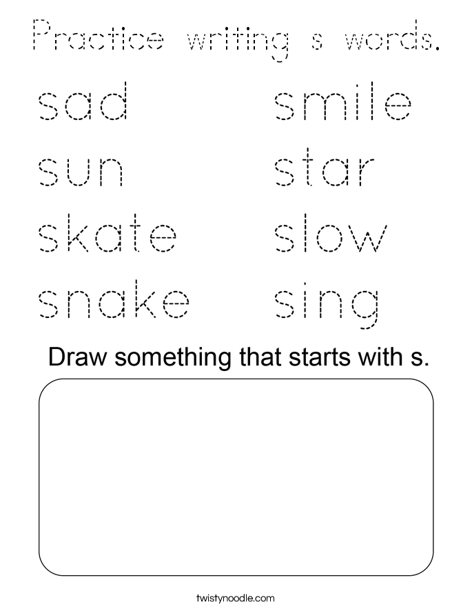 Practice writing s words. Coloring Page