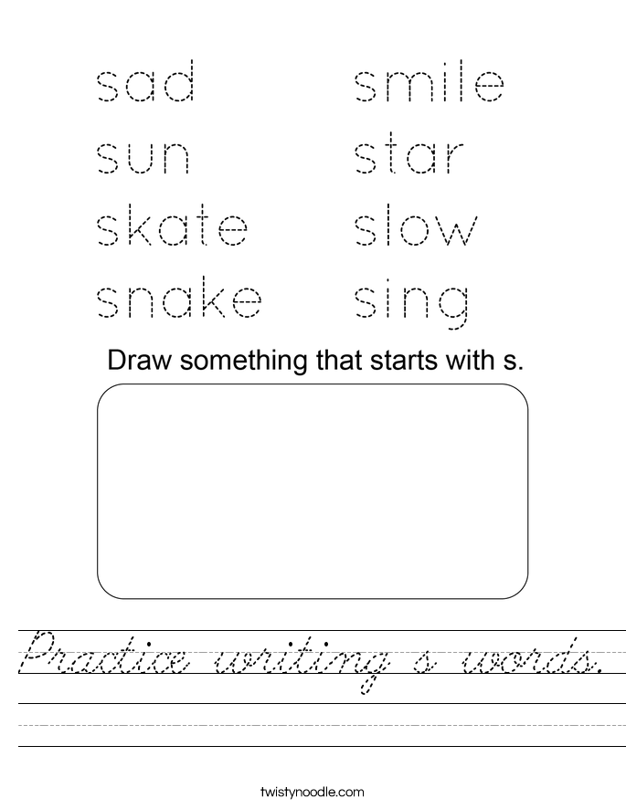 Practice writing s words. Worksheet