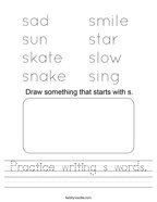 Practice writing s words Handwriting Sheet