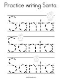 Practice writing Santa Coloring Page