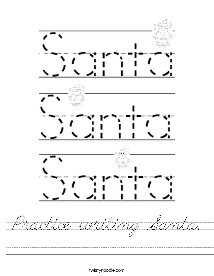 Practice writing Santa. Worksheet