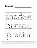 Practice writing the Groundhog Day words. Worksheet
