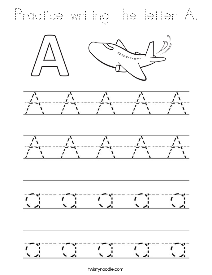 Practice writing the letter A Coloring Page - Tracing - Twisty Noodle