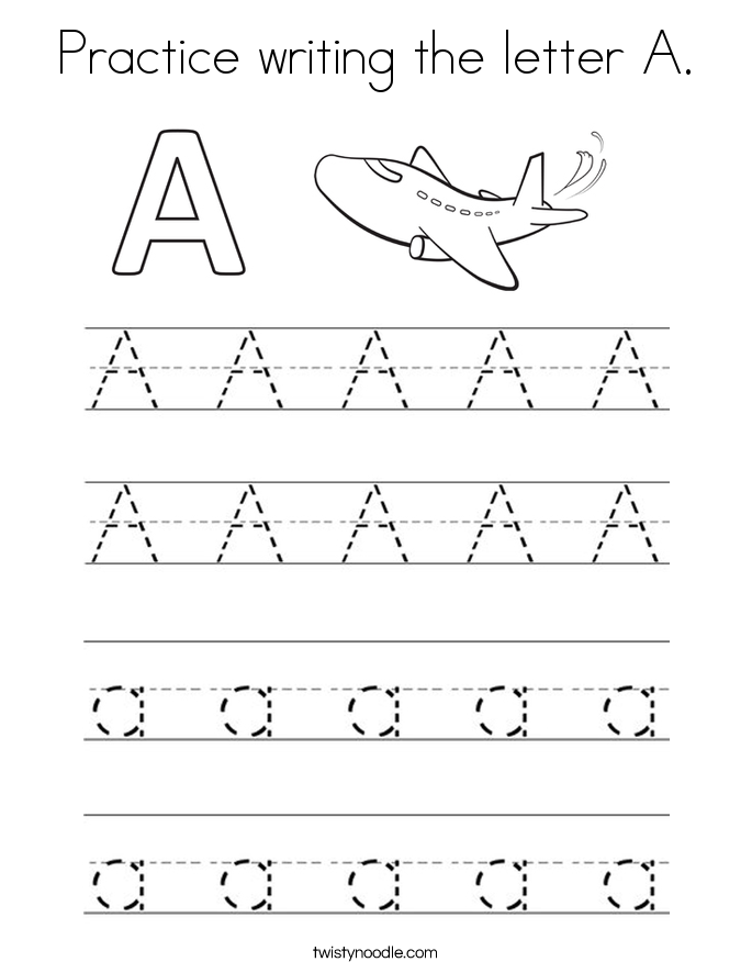 Practice writing the letter A Coloring Page - Twisty Noodle
