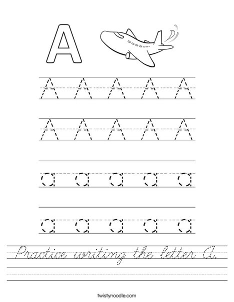Practice writing the letter A. Worksheet