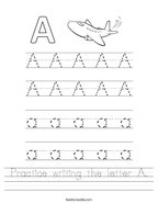 Practice writing the letter A Handwriting Sheet