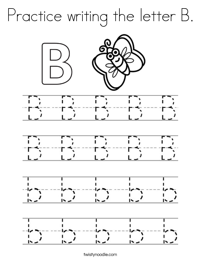 Practice Writing The Letter B Coloring Page Twisty Noodle Practice Writing The Letter B Coloring Page Twisty Noodle