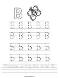 Practice writing the letter B. Worksheet