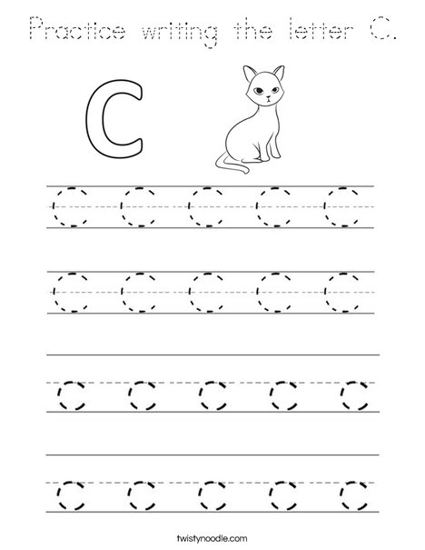 Practice writing the letter C. Coloring Page