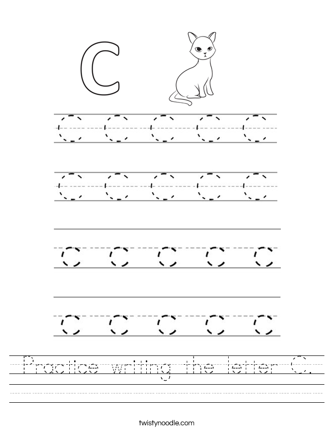 Practice writing the letter C. Worksheet
