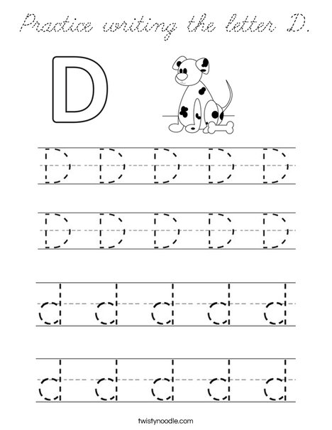Practice writing the letter D. Coloring Page