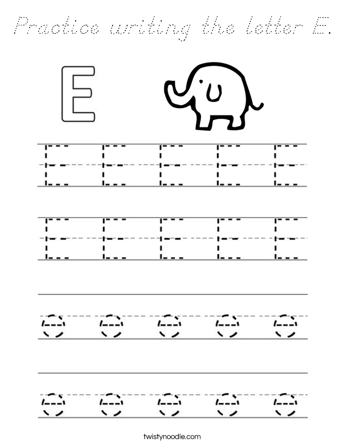 Practice writing the letter E. Coloring Page