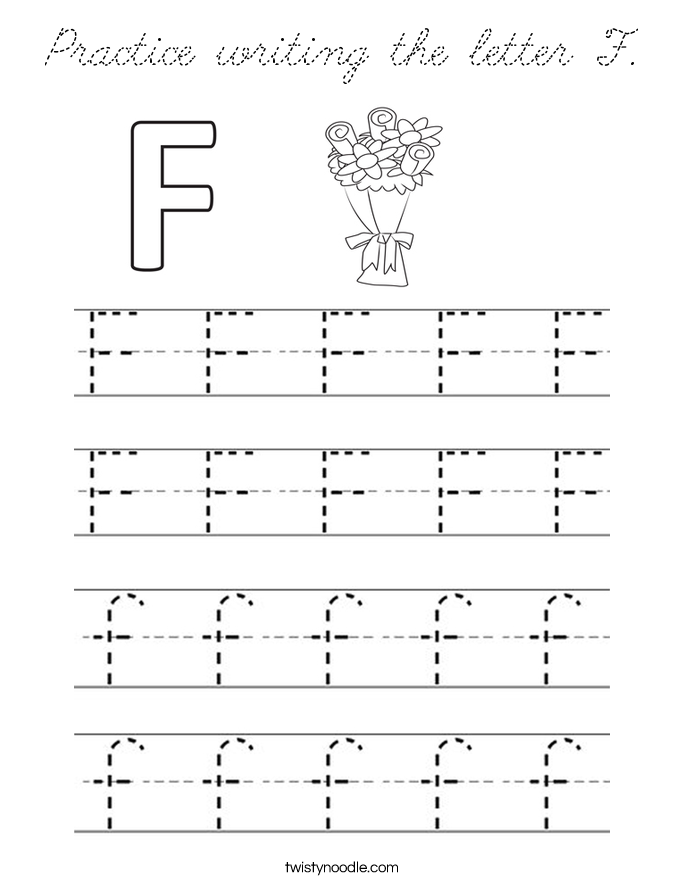 practice writing the letter f coloring page cursive twisty noodle