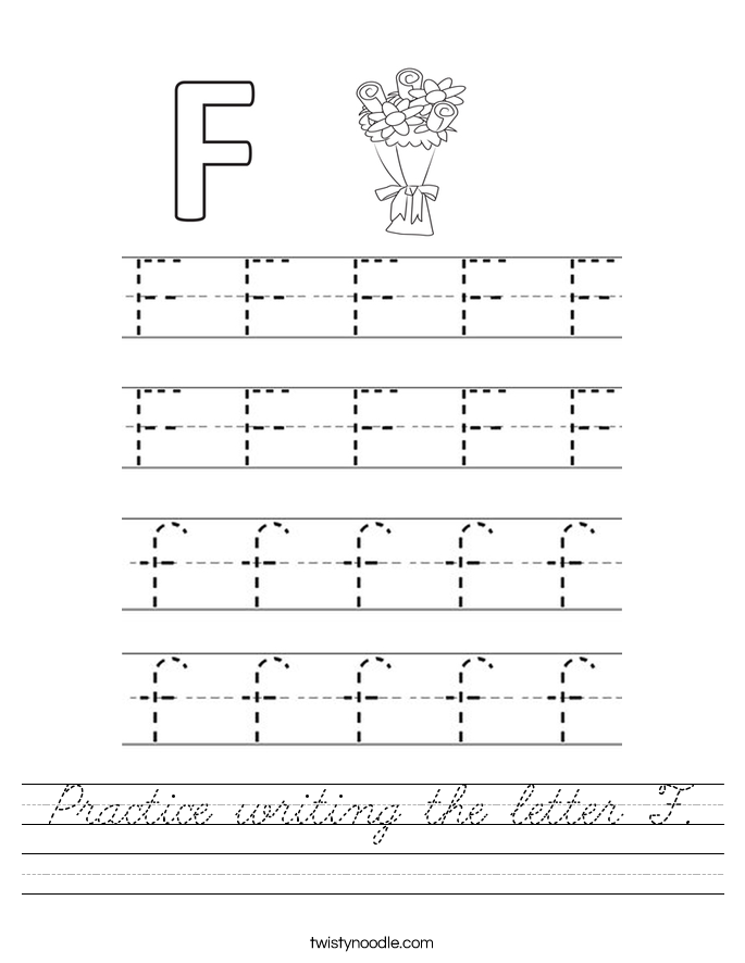 practice writing the letter f worksheet cursive twisty