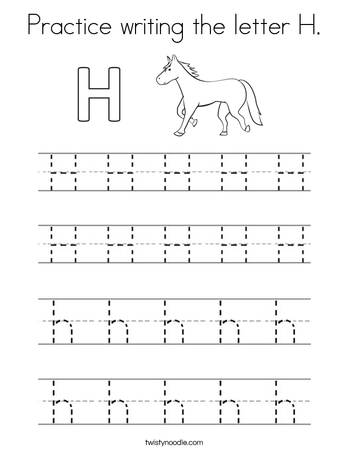 Practice writing the letter H. Coloring Page