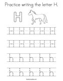 Practice writing the letter H Coloring Page