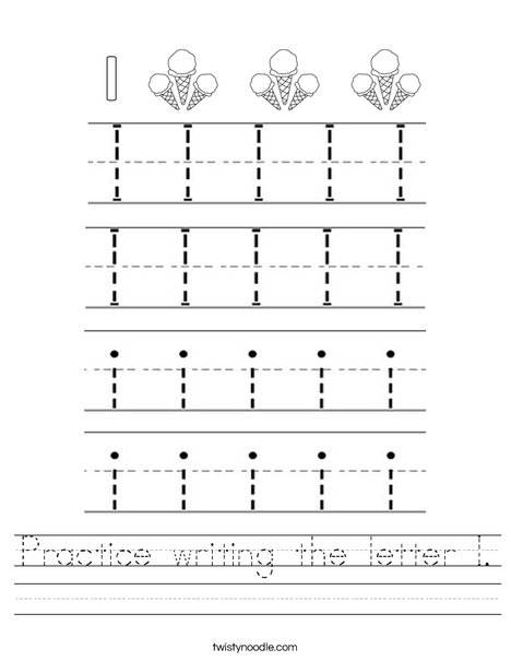 Practice writing the letter I. Worksheet